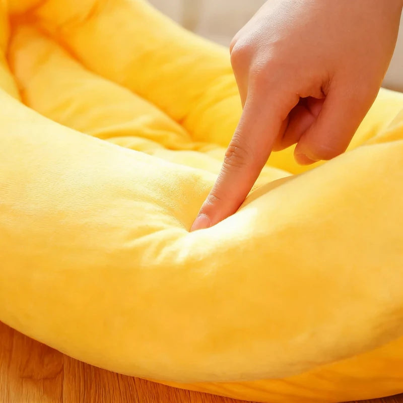 Plush Banana Pet Bed Soft Cozy House for Dogs Cats