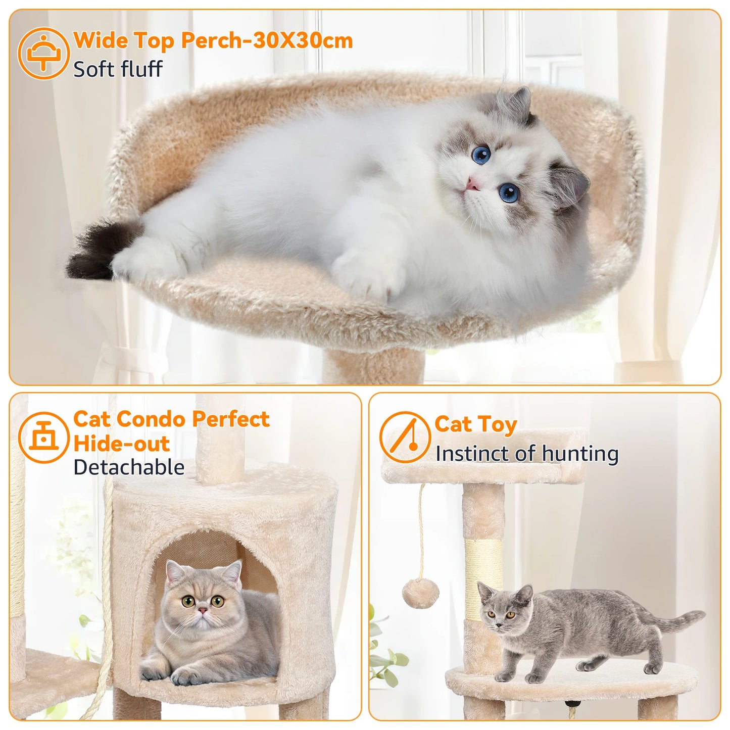 Cat Tree Multi-Level Tower Condo Scratching Post Kitten Toy Cozy Climb Furniture Activity Centre
