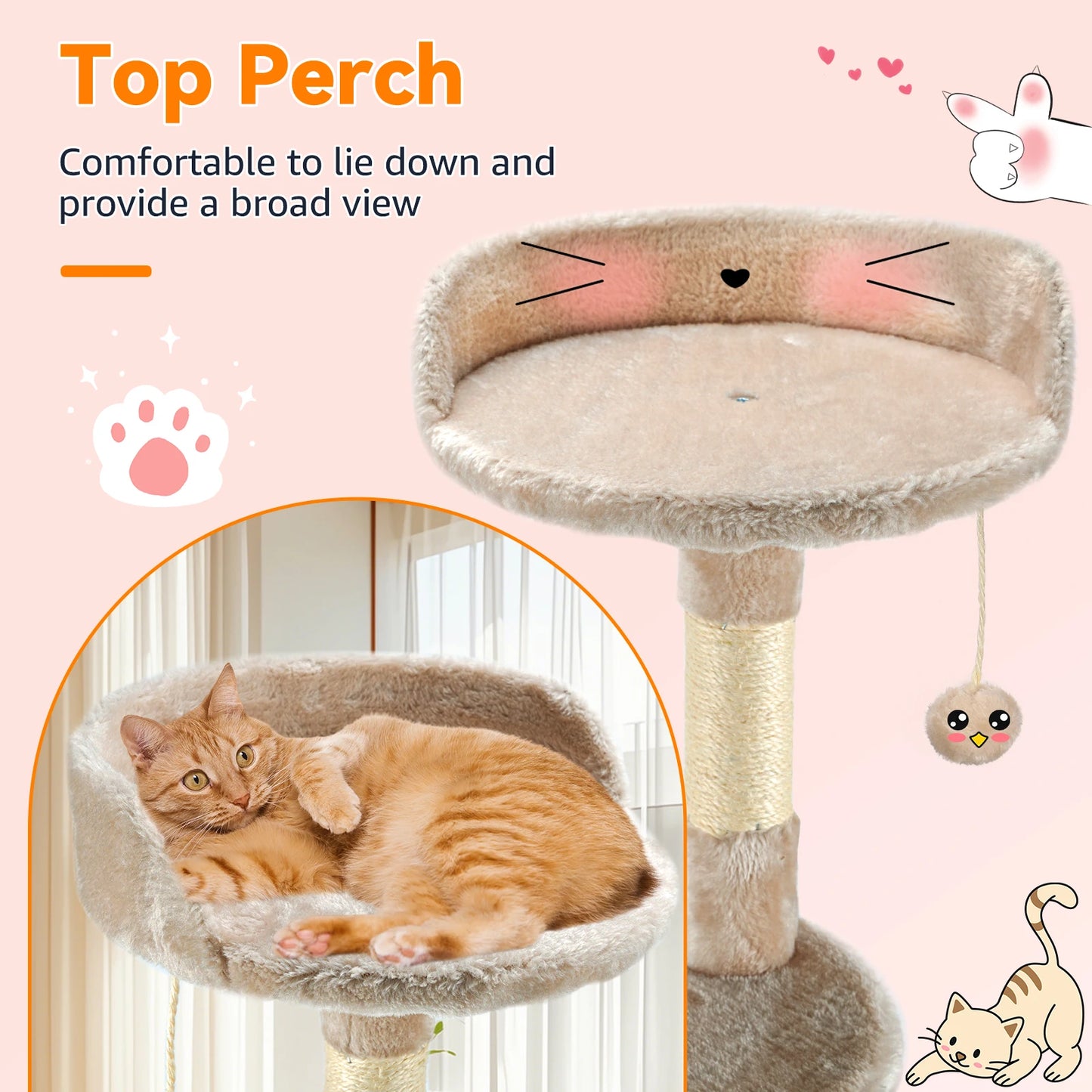 Cat Tree Multi-Level Tower Condo Scratching Post Kitten Toy Cozy Climb Furniture Activity Centre