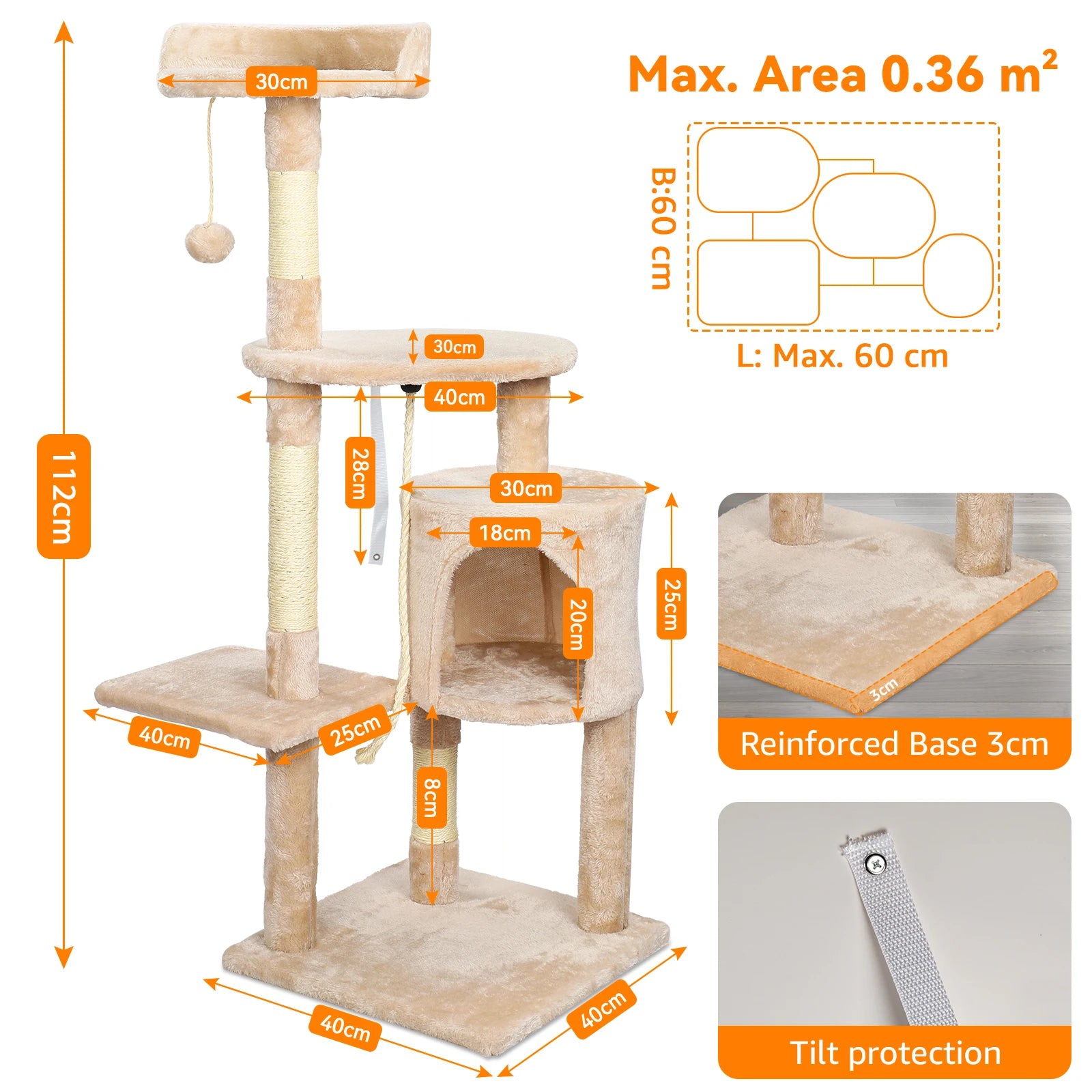 Cat Tree Multi-Level Tower Condo Scratching Post Kitten Toy Cozy Climb Furniture Activity Centre