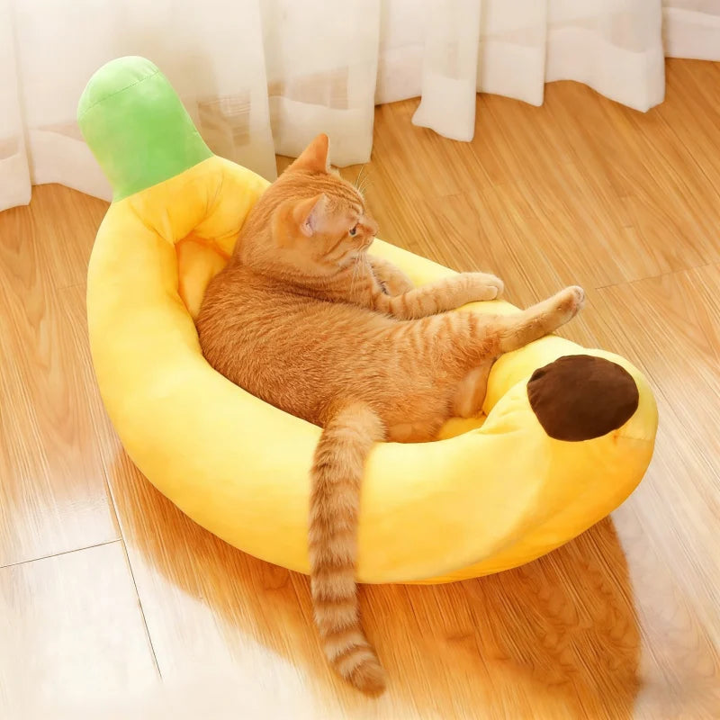 Plush Banana Pet Bed Soft Cozy House for Dogs Cats