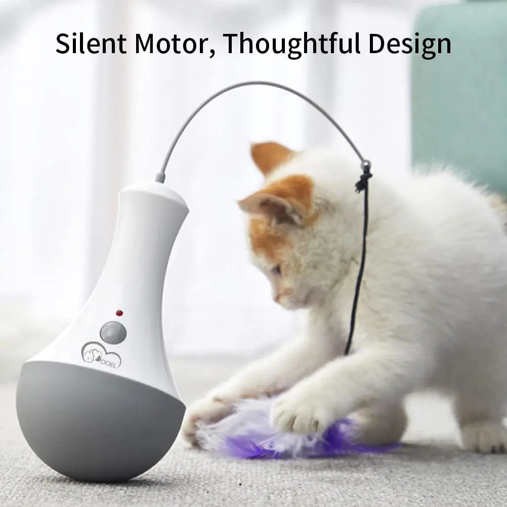 Cat Interactive Toy Feather Teaser Kitten Indoor Play Automatic