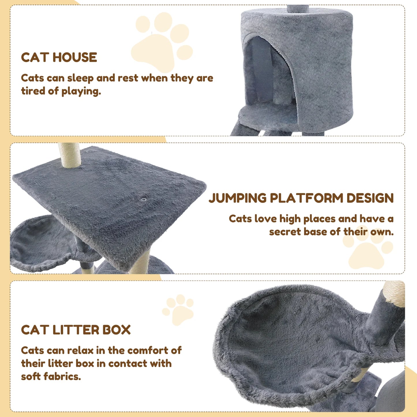 Cat Tree Tower 140cm Multilevel Scratching Post with Condos & Ladder Pet Activity Centre