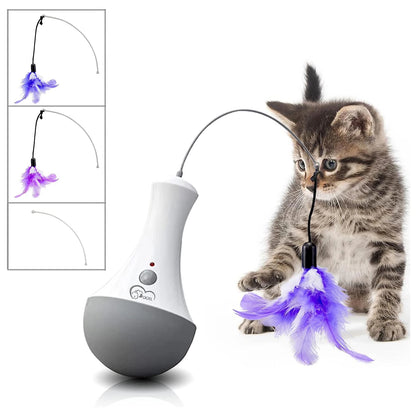 Cat Interactive Toy Feather Teaser Kitten Indoor Play Automatic