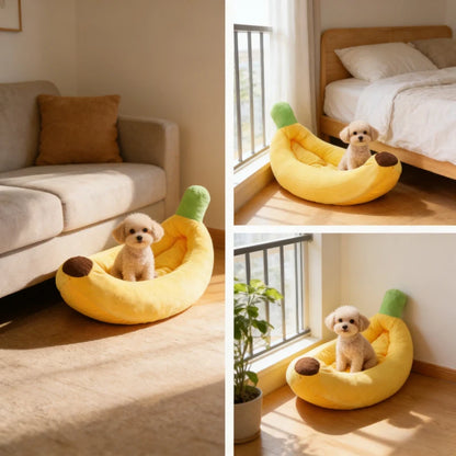 Plush Banana Pet Bed Soft Cozy House for Dogs Cats