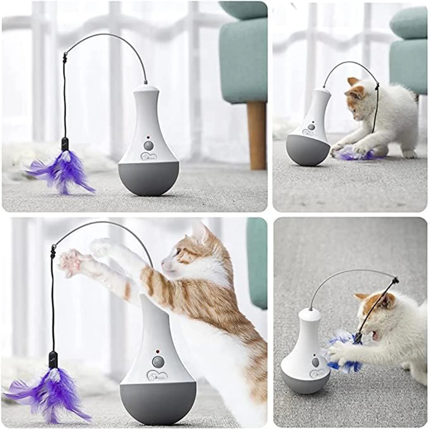 Cat Interactive Toy Feather Teaser Kitten Indoor Play Automatic