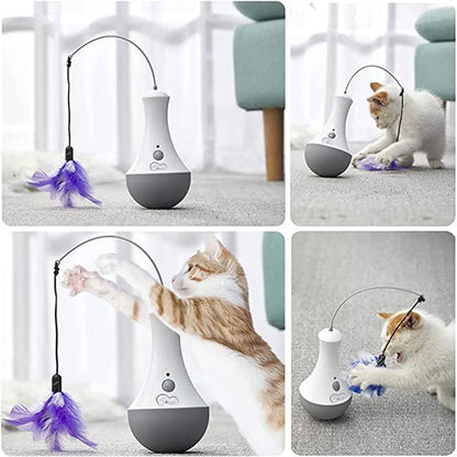 Cat Interactive Toy Feather Teaser Kitten Indoor Play Automatic