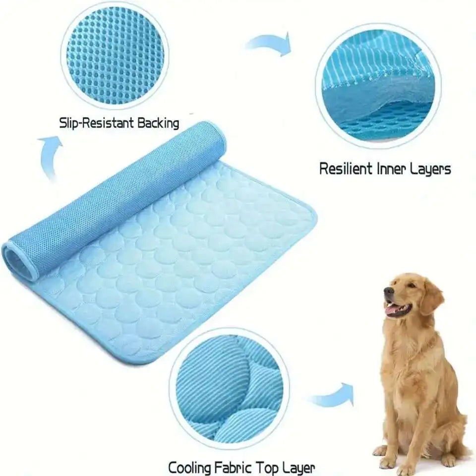 Cooling Dog Mat Ice Silk Pet Bed Breathable Washable Small Large