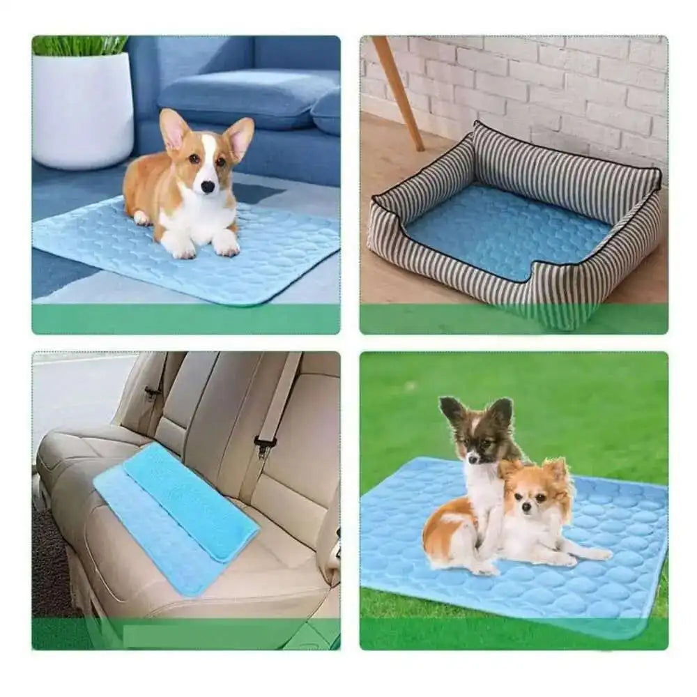 Cooling Dog Mat Ice Silk Pet Bed Breathable Washable Small Large