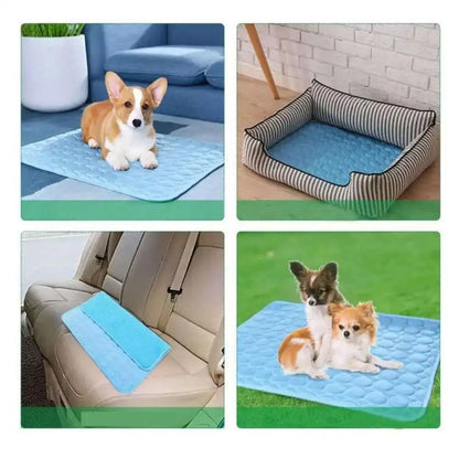 Cooling Dog Mat Ice Silk Pet Bed Breathable Washable Small Large