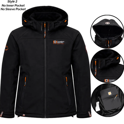 Men’s Soft Shell Hooded Waterproof Jacket – Fleece-Lined, Windproof & Breathable Outdoor Coat