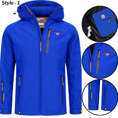 Men’s Soft Shell Hooded Waterproof Jacket – Fleece-Lined, Windproof & Breathable Outdoor Coat