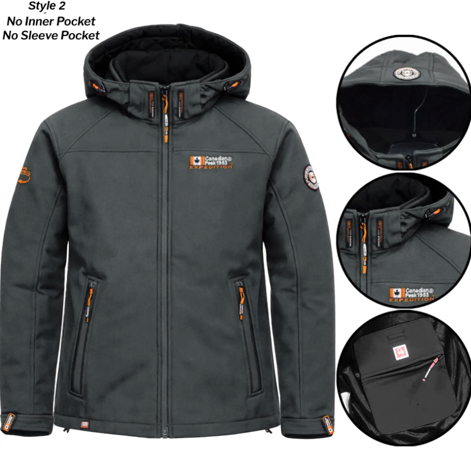 Men’s Soft Shell Hooded Waterproof Jacket – Fleece-Lined, Windproof & Breathable Outdoor Coat