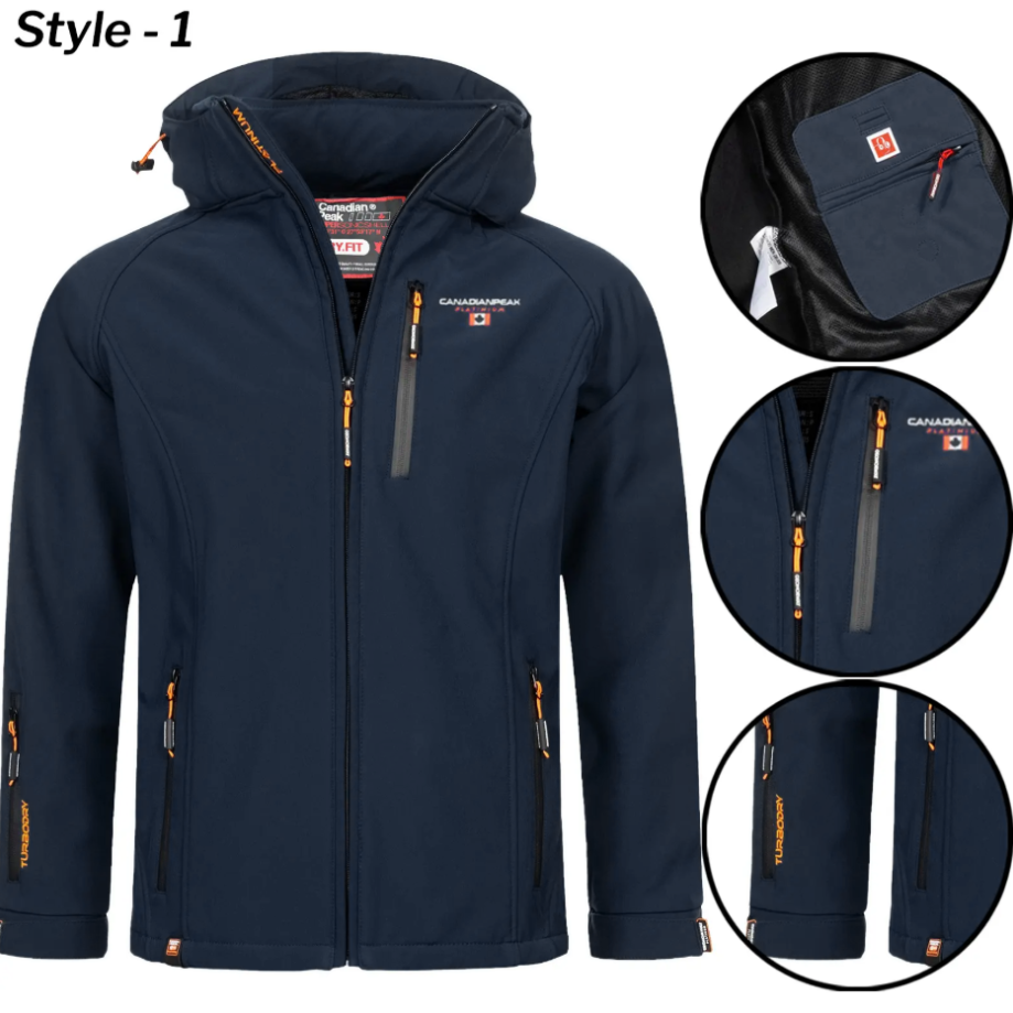 Men’s Soft Shell Hooded Waterproof Jacket – Fleece-Lined, Windproof & Breathable Outdoor Coat
