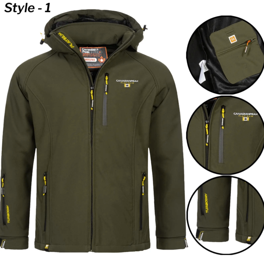 Men’s Soft Shell Hooded Waterproof Jacket – Fleece-Lined, Windproof & Breathable Outdoor Coat