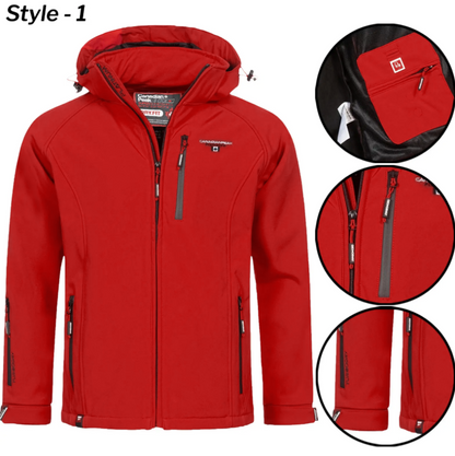 Men’s Soft Shell Hooded Waterproof Jacket – Fleece-Lined, Windproof & Breathable Outdoor Coat